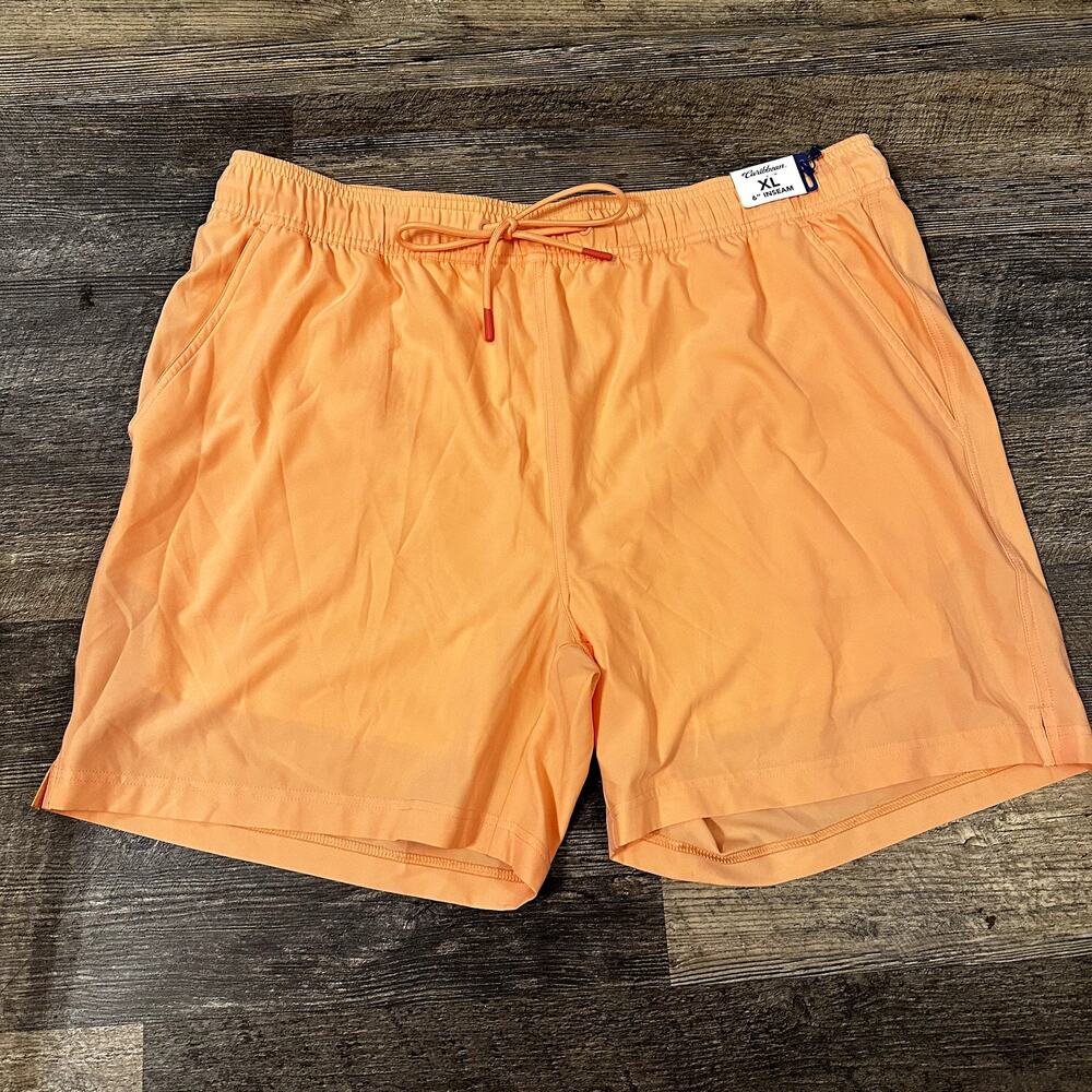 Caribbean Men's Light Orange Boxer Brief Liner Swim Trunks Shorts Size XL NWT